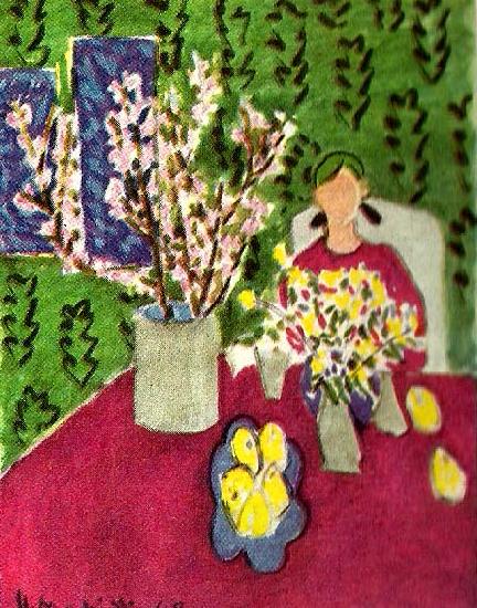Henri Matisse plommongren mot gron bakgrund oil painting picture
